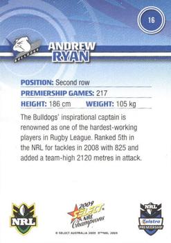 2009 Select NRL Champions #16 Andrew Ryan Back